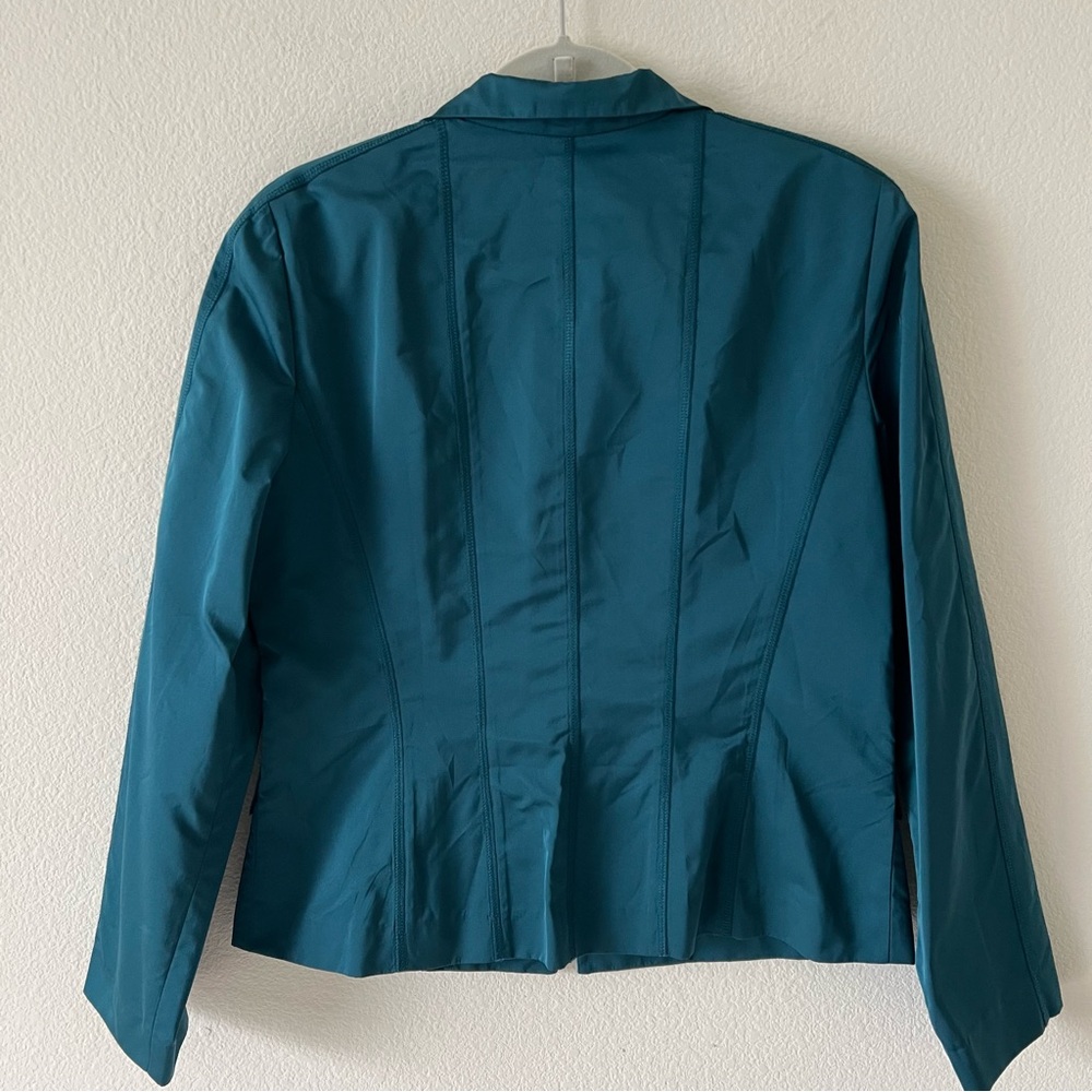 Lafayette 148 NY Nala Teal Zip Front Career Blazer Jacket Travel Size 12 - Picture 11 of 16